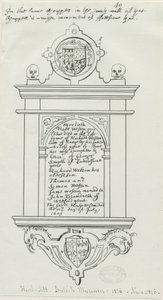Rugeley Church (gamle) - Monument til Rafe Weston: penn- og blekktegning av School English