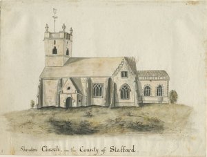 Shenstone Church: vannfargemaleri, nd [1769] (maleri) av School English