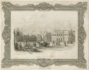 Stafford - Market Place: gravering, nd [c 1841] (trykk) av School English
