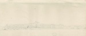 Stafford - View of Town: blyanttegning, nd [?1800-tallet] (tegning) av School English