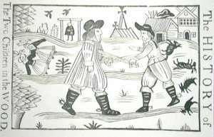 The History of the Two Children in the Wood, fra en samling kapittelbøker om esoterica, c14th-c17th (tresnitt) av School English