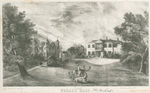 Tixall Hall and Gatehouse: litografi, nd [c 1833] (trykk) av School English