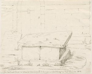 Uttoxeter Church - Old Tomb Stone: penn- og blekktegning, nd [midten av 1800-tallet] (tegning) av School English