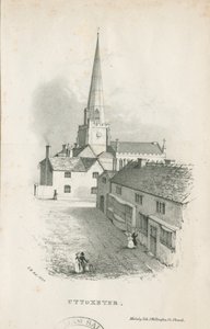 Uttoxeter kirke - litografi av School English