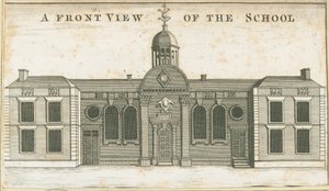 Wolverhampton - Grammar School: aquatint gravering, nd [c 1751] (trykk) av School English