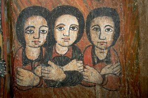 Detalj av veggmaleri (fresco)