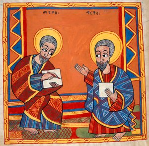 Eller. 481, f.125v Bilde av St. Lukas og St. Johannes evangelistene, fra 