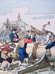 Et verft på Louis XIVs tid (litho) av School French