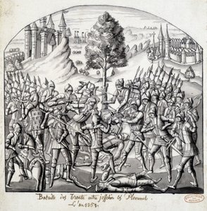 Slaget ved Trento mellom Josselin og Ploermal, i år 1351 av School French