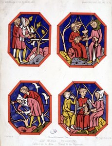 Corporation des vignerons - farget glass av vinprodusentene i Cathedrale du Mans av School French