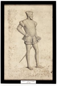 Henry II, konge av Frankrike (blyant og akvarell på papir) av School French