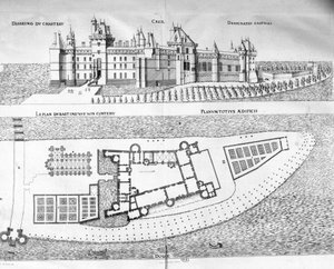 Kart over Chateau de Creil i Picardie. av School French