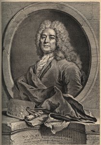 Portrait of Nicolas de Largillierre (Largillier) (1656-1746) French painter engraving by Dupuis after the painting by Gueuslain av School French