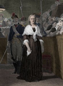 Dronning Marie Antoinette (1755-1793) dømt av revolusjonsdomstolen i oktober 1793" (dronning av Frankrike Marie-Antoinette (1755-1793) under rettssaken hennes ved den revolusjonære domstolen, oktober 1793)