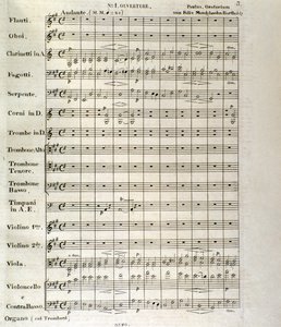 Første side av partituret til "Paulus", op. 36 av Felix Mendelssohn (litho) av School German