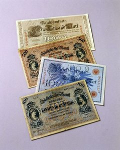 Tyske sedler i omløp fra 1876-1917 (farge litho) av School German