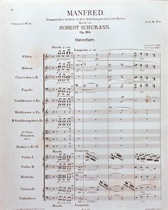 Noter til åpningen av "Manfred" (opus 115) av den tyske komponisten Robert Schumann (trykk) av School German