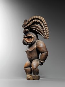 Hawaiisk figur, kona-stil, som representerer krigsguden, ku ka ’ili moku, ca. 1780-1820 (tre) av School Hawaiian