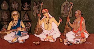 Hinduistiske munker (akvarell på papir) av School Indian