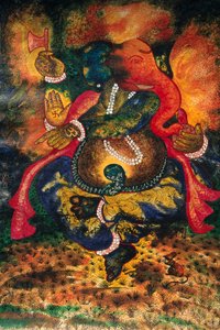 Miniatyrmaleri av Ganesh Ganpati-guden på papir av School Indian