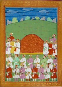 Palanquin of the Concubines of the Sultan, retten til Shah alem. Indiske og persiske miniatyrer i "" History of India from Tamertante to Orangreyb"" av Niccolo Manucci (1638-1717). BN, Paris.