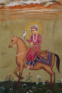 Portrett av keiser Jahangir (1569–1627) (gouache på papir) av School Indian