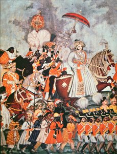 The Great Akbar (farge litho) av School Indian