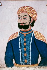Veggmaleri av Rajput Noble, Jaipur, Rajasthan, India av School Indian