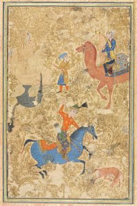 Bahram Gur og Azada, fra en Shahnama (Kongenes bok) av Firdausi (940-1019 eller 1025) av School Iranian