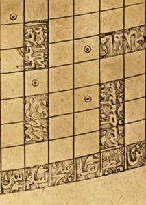 Detalj fra et islamsk Mekka-sentrert verdenskart, Safavid-dynastiet, fra Isfahan (messing) av School Iranian