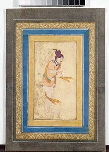 Portrett av en iransk mester dervisj - Malt miniatyr, akvarell, gouache og gull på papp (14,8x7,9 cm), tidlig på 1600-tallet - State Hermitage, St. Petersburg (Russland) av School Iranian
