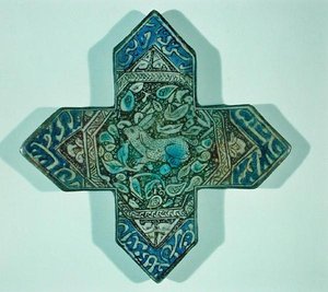 Tidlig glansveggflis som viser en jaktscene, sannsynligvis laget i Kashan, Iran