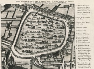 Eldgammel layout av Prato della Valle, det største torget i Padua, Italia av School Italian