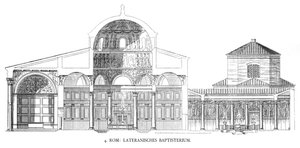 Plans of the Lateran Baptistery (litho) av School Italian