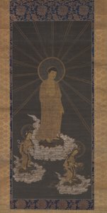 Nedstigning fra Amida, eller Raigo, Muromachi-perioden ca. 1333-1568 (blekk på stoff) av School Japanese