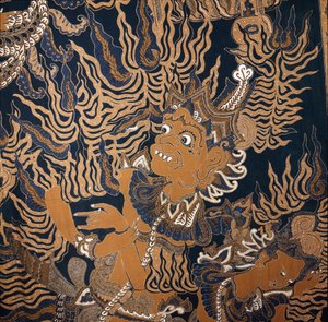 Javanesisk batikk med et monster av School Javanese