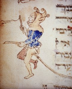 En hoffnarr. jødisk manuskript fra 1200-tallet. Biblioteca Palatina, Parma.