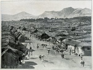 Utsikt over hovedgaten i Seoul, hovedstaden i Korea på 1800-tallet