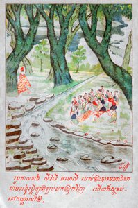 Mahajanaka Jataka. (gravering, ca. 1910) av School Laotian