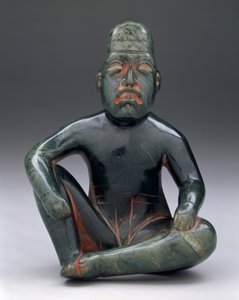 Sittende figur med hevet kne, Highland Olmec, San Martin Texmelucan