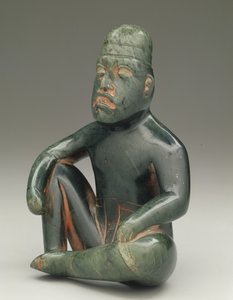 Sittende figur med hevet kne, Highland Olmec, San Martin Texmelucan