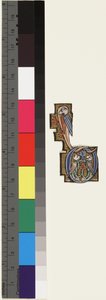 Initial D, fra en psalter-timer, ca. 1270 (gull og tempera på vellum) av School Mosan