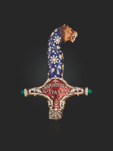 Hilt av statssverdet til Maharaja Jagatjit Singh fra Kapurthala, ca. 1900 (emalje, diamanter og rubiner)