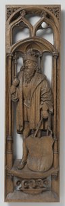 Panel fra en orgelkasse, ca. 1510-20 (eik med spor av polykrom) av School Netherlandish