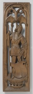 Panel fra en orgelkasse, ca. 1510-20 (eik med spor av polykrom) av School Netherlandish