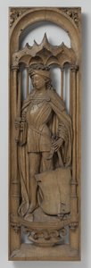 Panel fra en orgelkasse, ca. 1510-20 (eik med spor av polykrom) av School Netherlandish