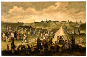 Spanjolenes slott i Antwerpen (olje på panel) av School Netherlandish