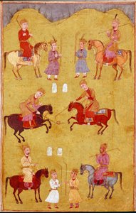 Islamsk kunst: polodelen. Persisk miniatyr fra et manuskript av det episke diktet "Shahnameh"" (Shah Nama, Shahnama) (Kongenes bok) av Ferdowsi (Firdawsi, eller Ferdawsi, eller Firdousi, ca. 940-rundt 1020) Biblioteca Nazionale Naples av School Persian
