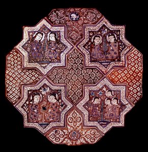 Persisk kunst: fragment av et veggfajansepanel, fra Damghan. Washington. Kunstmuseum av School Persian