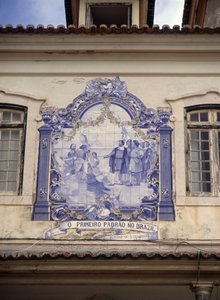 Oppdaget Brasil i 1500 av Pedro Alvares Cabral (1467/8- ca. 1520). Fliser i omgivelsene til Lisboa.